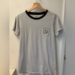 ivory ella Gray & White Striped Crewneck Tee